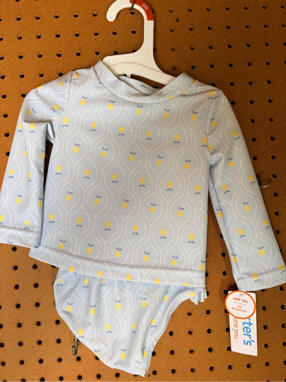 Carter's Light Blue Long-Sleeve Swim Set with Yellow Lemon Print